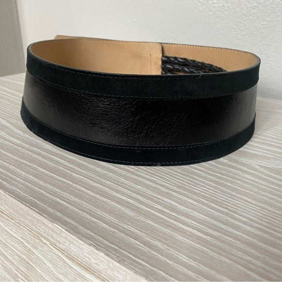 Neiman Marcus by Streets Ahead Black Leather and Suede Belt Size Medium - Picture 5 of 7